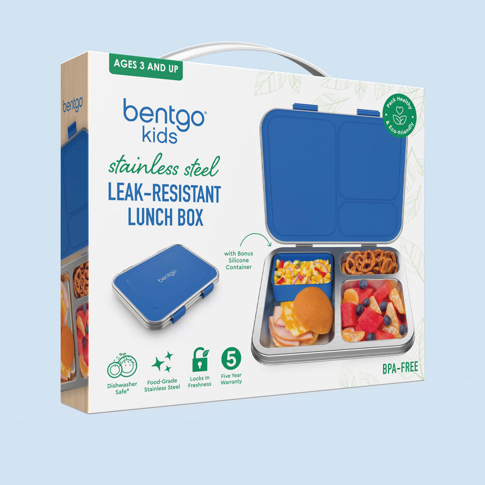 Bentgo® Kids Stainless Steel Lunch Box  - Blue | Packaging