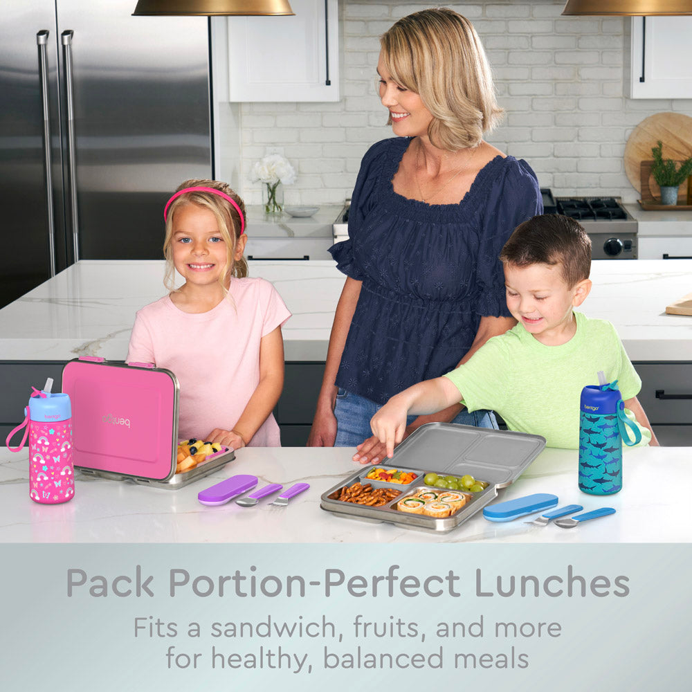 Bentgo® Kids Stainless Steel Lunch Box  - Silver | Pack Portion-Perfect Lunches - Fits A Sandwich, Fruits, And More For Healthy, Balanced Meals