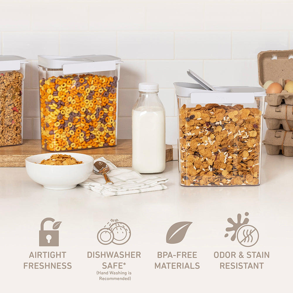 Bentgo® Pantry Airtight Cereal Containers (6-pcs)  - Snow | Airtight Freshness, Dishwasher Safe, Made With BPA-Free Materials, And Odor & Stain Resistant