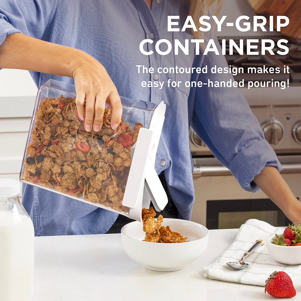 Bentgo® Pantry Airtight Cereal Containers (6-pcs)  - Snow | Easy-Grip Containers - The Contoured Design Makes It Easy For One-Handed Pouring