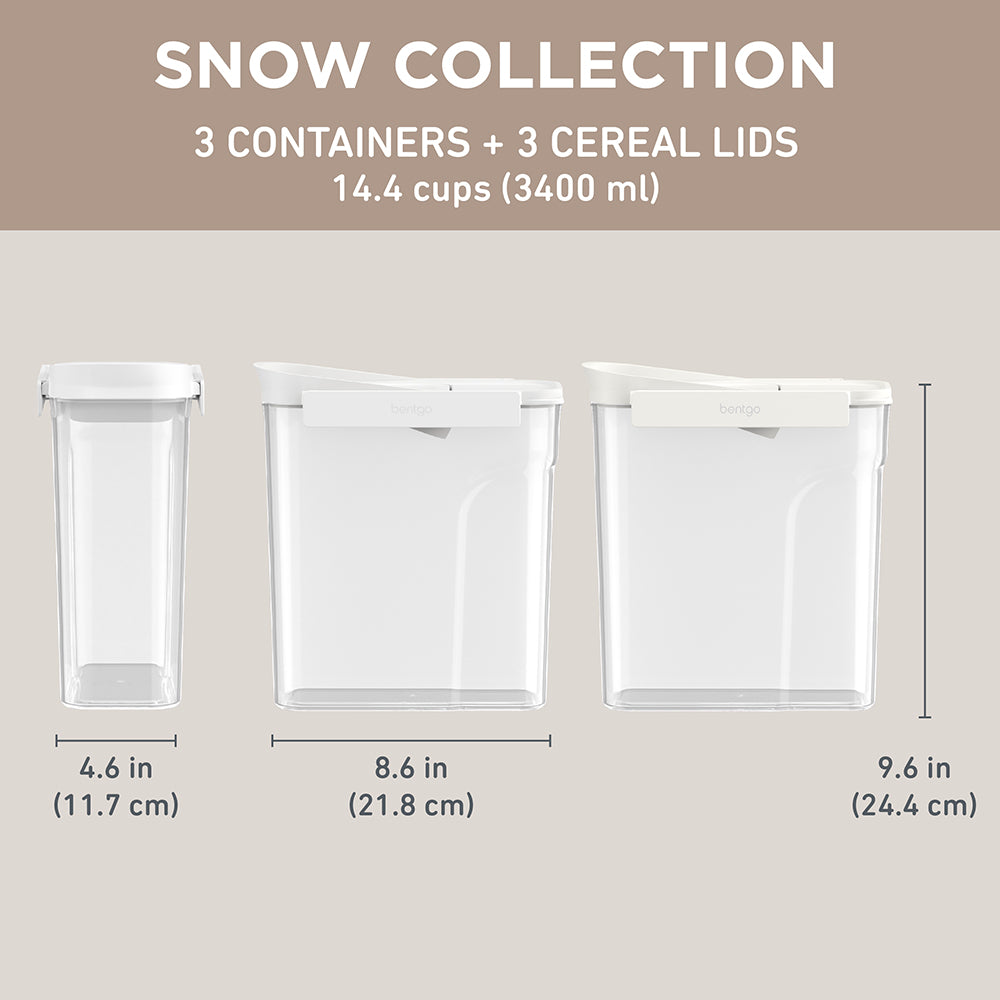 Bentgo® Pantry Airtight Cereal Containers (6-pcs)  - Snow | Dimensions