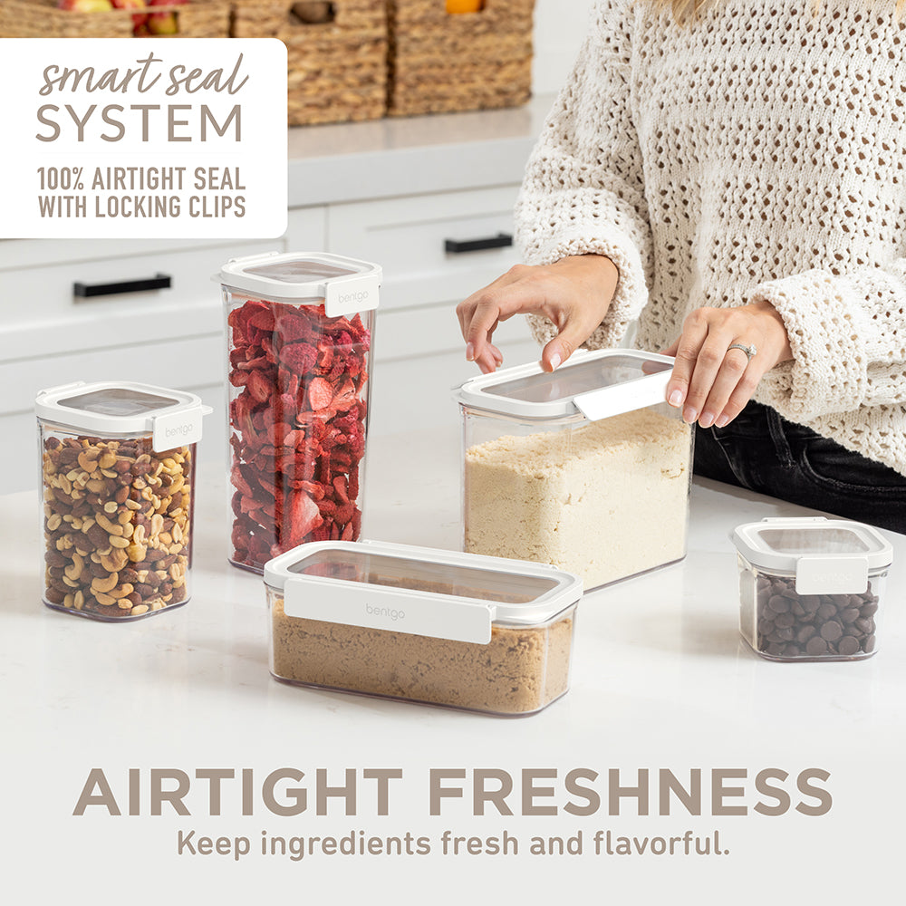 Bentgo® Pantry Airtight Dry Food Storage Containers (10-pcs)  - Snow | Airtight Freshness - Keep Ingredients Fresh And Flavorful