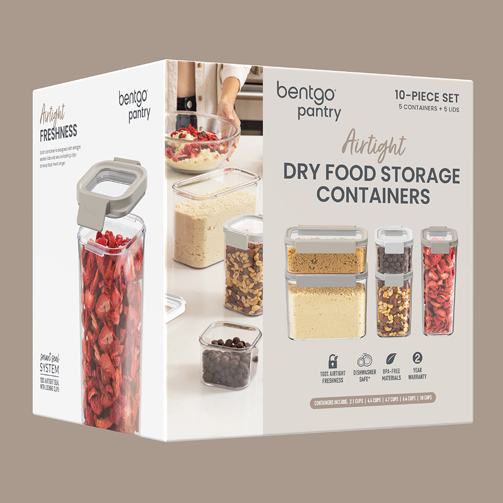 Bentgo® Pantry Airtight Dry Food Storage Containers (10-pcs)  - White Stone | Packaging