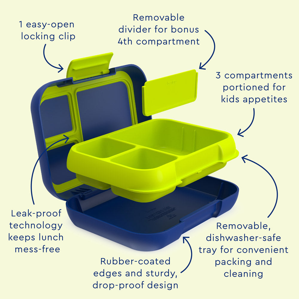 Bentgo® Pop Lunch Box (2-Pack) | Pop Lunch Box Features Include Easy To Open-Open Locking Clips, Leak-Proof Technology Keeps Lunch Mess-Free, And Rubber-Coated Edges And Sturdy, Drop-Proof Design