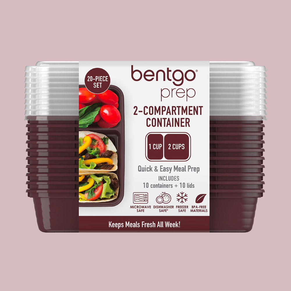 Bentgo Prep 2-Compartment Meal Prep Containers - Burgundy | Packaging