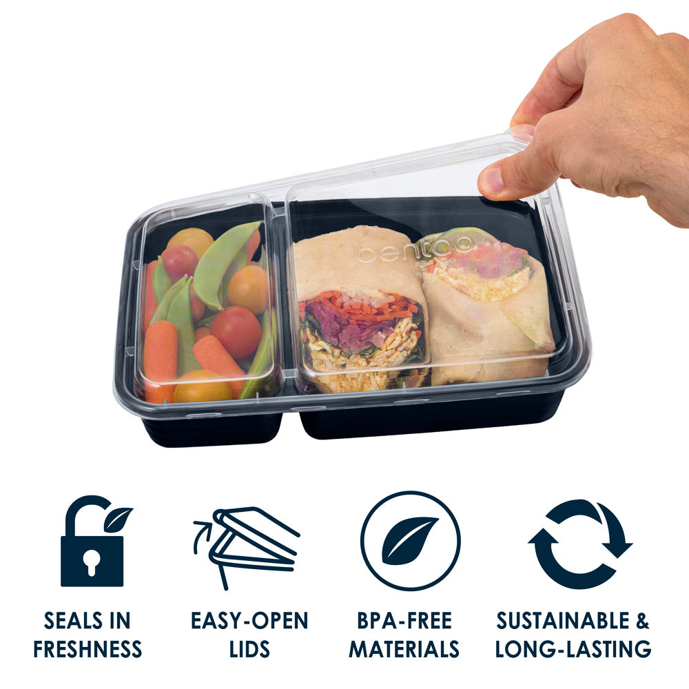 Bentgo Prep 2-Compartment Meal Prep Containers - Navy Blue | Meal Prep Container That Seals In Freshness, Easy-Open Lids And Made With BPA-Free Materials