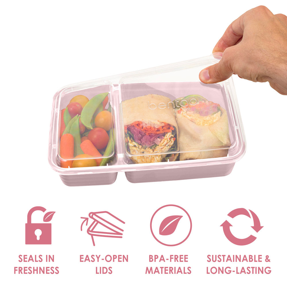 Bentgo Prep 2-Compartment Meal Prep Containers - Blush Pink | Meal Prep Container That Seals In Freshness, Easy-Open Lids And Made With BPA-Free Materials