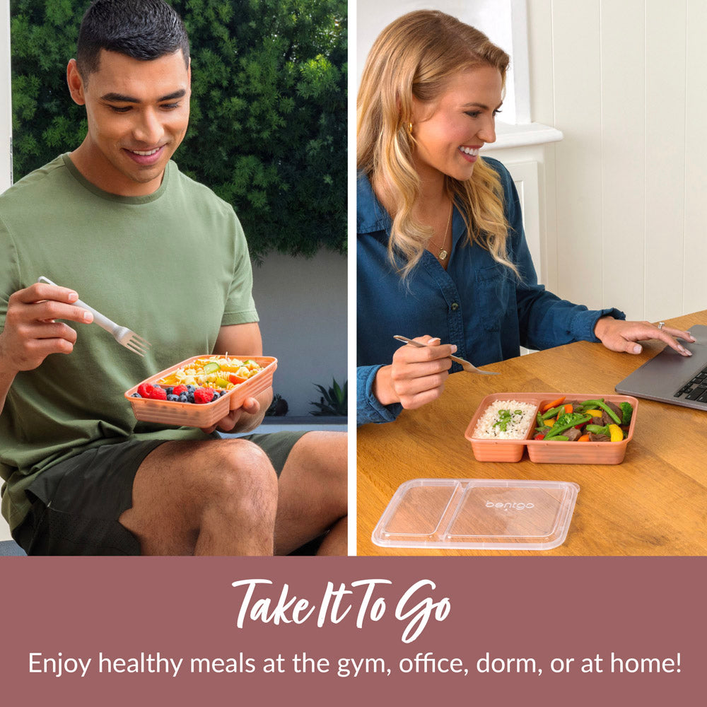 Bentgo Prep 2-Compartment Meal Prep Containers - Rose Gold | Take It To Go - Enjoy Health Meals At The Gym, Office, Dorm, Or At Home!