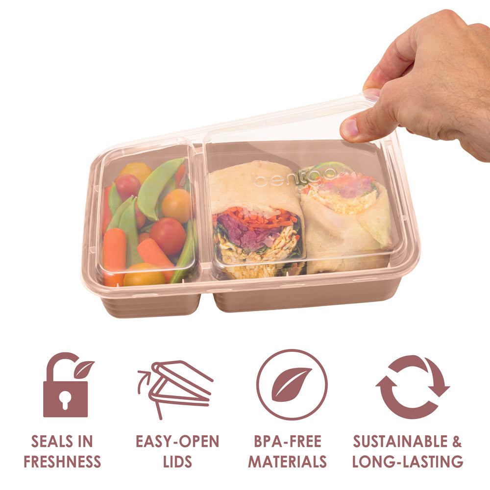 Bentgo Prep 2-Compartment Meal Prep Containers - Rose Gold | Meal Prep Container That Seals In Freshness, Easy-Open Lids And Made With BPA-Free Materials