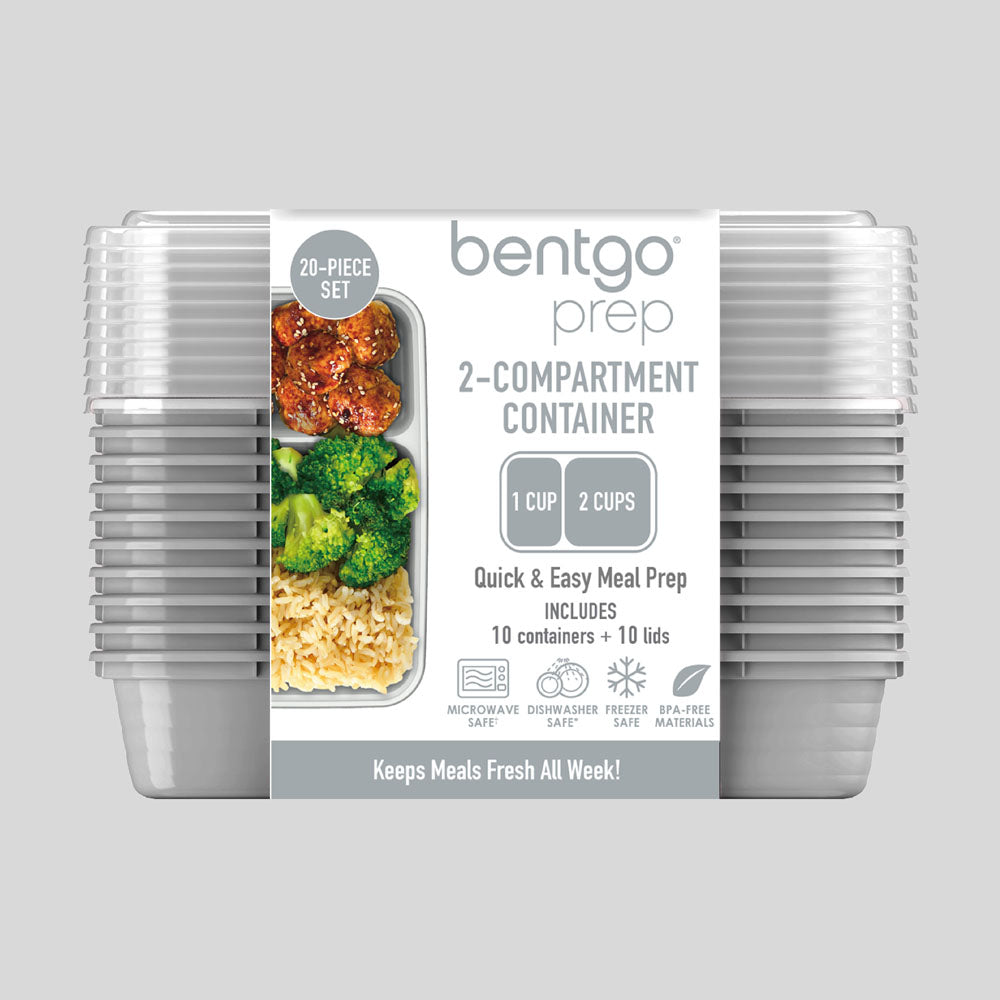 Bentgo Prep 2-Compartment Meal Prep Containers - Silver | Packaging