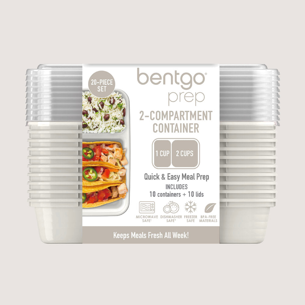 Bentgo Prep 2-Compartment Meal Prep Containers - Whisper Gray | Packaging