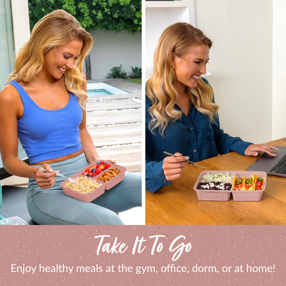 Bentgo® Prep 3-Compartment Meal Prep Containers - Rosette Glitter | Take It To Go - Enjoy Healthy Meals At The Gym, Office, Dorm, Or At Home!