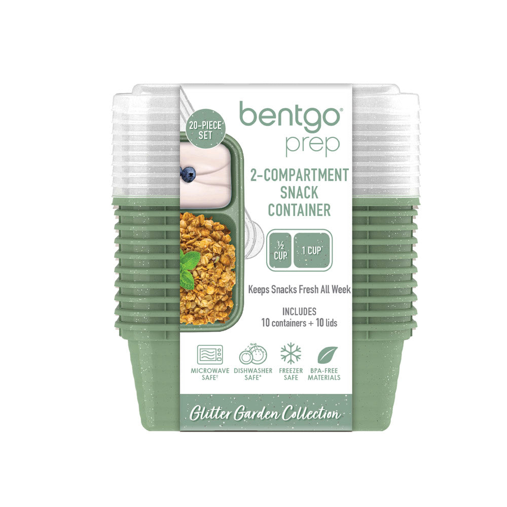 Bentgo® Prep 2-Compartment Snack Containers - Basil Glitter | Packaging