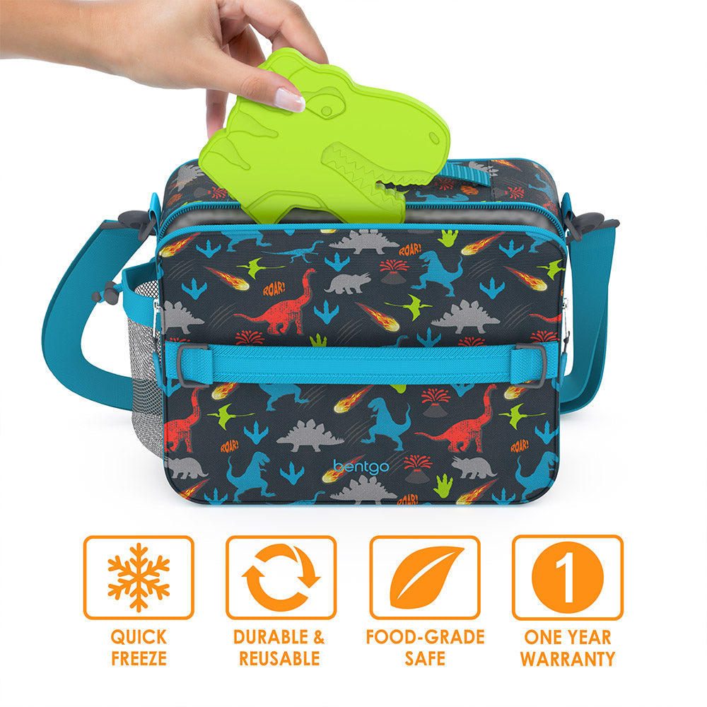 Bentgo Kids Prints Lunch Box, Lunch Bag, & Ice Packs - Dinosaur