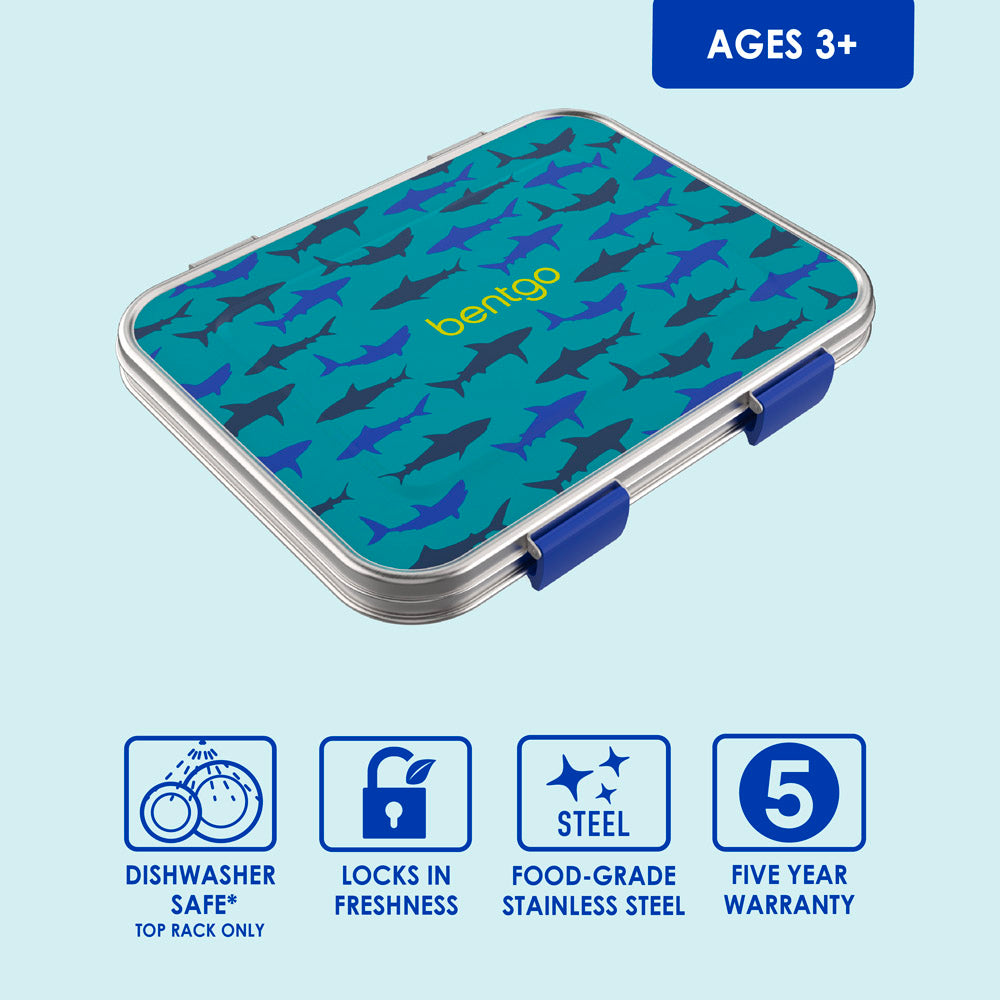 Bentgo® Kids Stainless Steel Prints Lunch Box | Shark