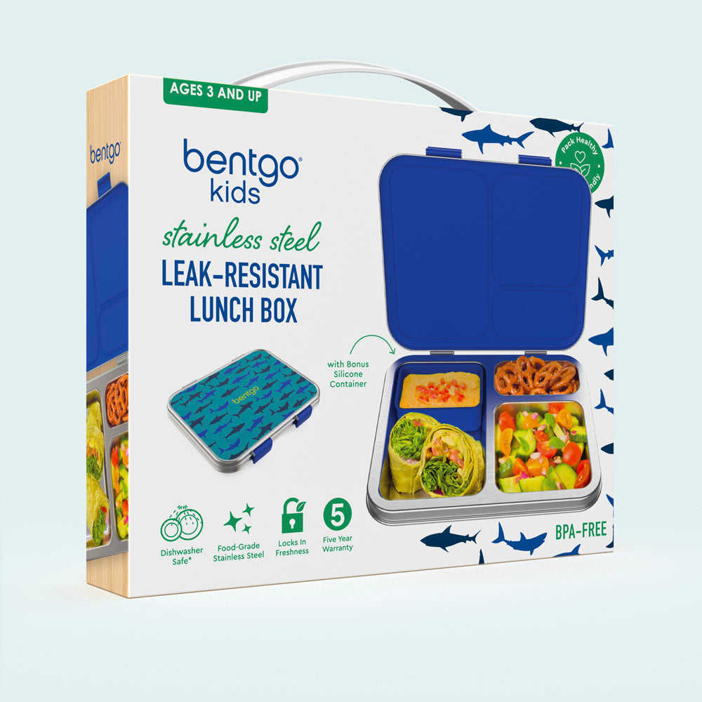 Bentgo® Kids Stainless Steel Prints Lunch Box  - Sharks | Packaging