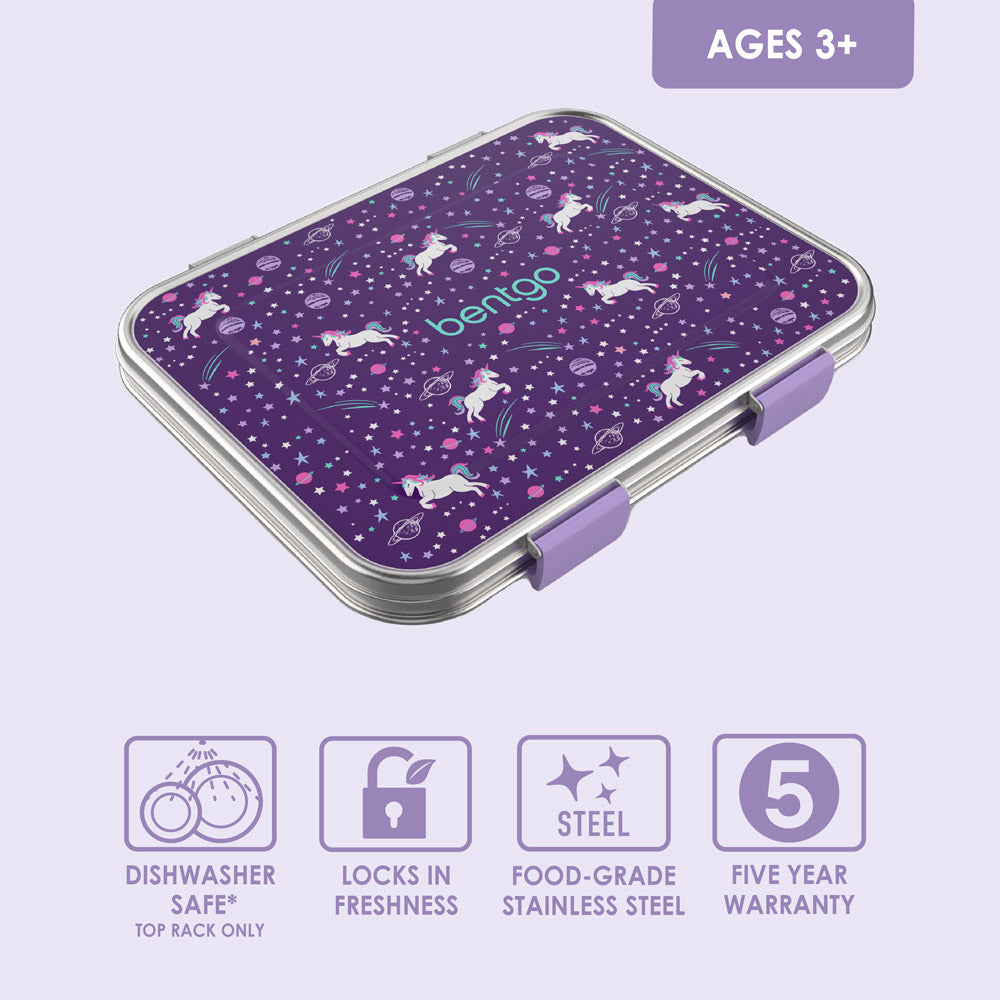 Bentgo® Kids Stainless Steel Prints Lunch Box | Unicorn