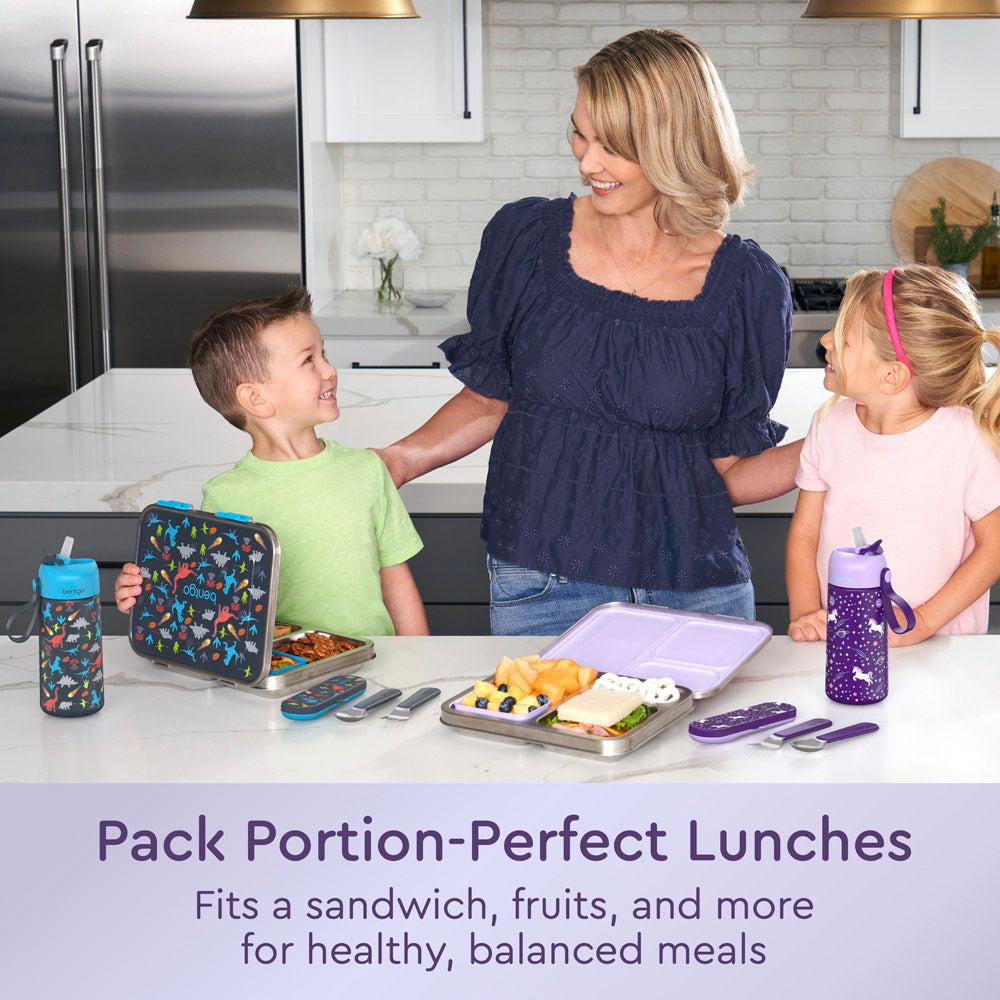 Bentgo® Kids Stainless Steel Prints Lunch Box  - Unicorn | Pack Portion-Perfect Lunches - Fits A Sandwich, Fruits, And More For Healthy, Balanced Meals