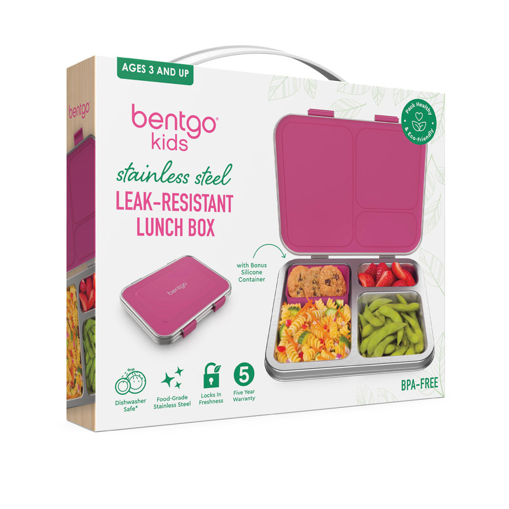 Bentgo Kids Stainless Steel Leak-Resistant Lunch Box - Fuchsia