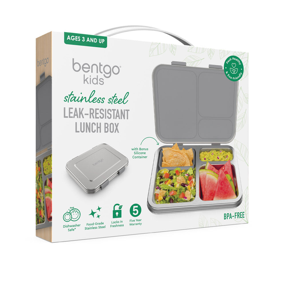 Bentgo Kids Stainless Steel Leak-Resistant Lunch Box - Silver