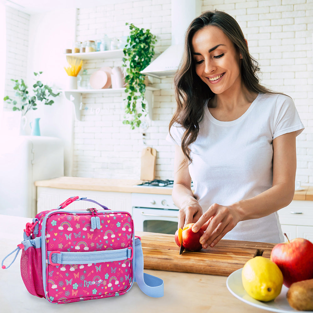 Bentgo Kids Prints Lunch Box & Bag - Rainbows and Butterflies