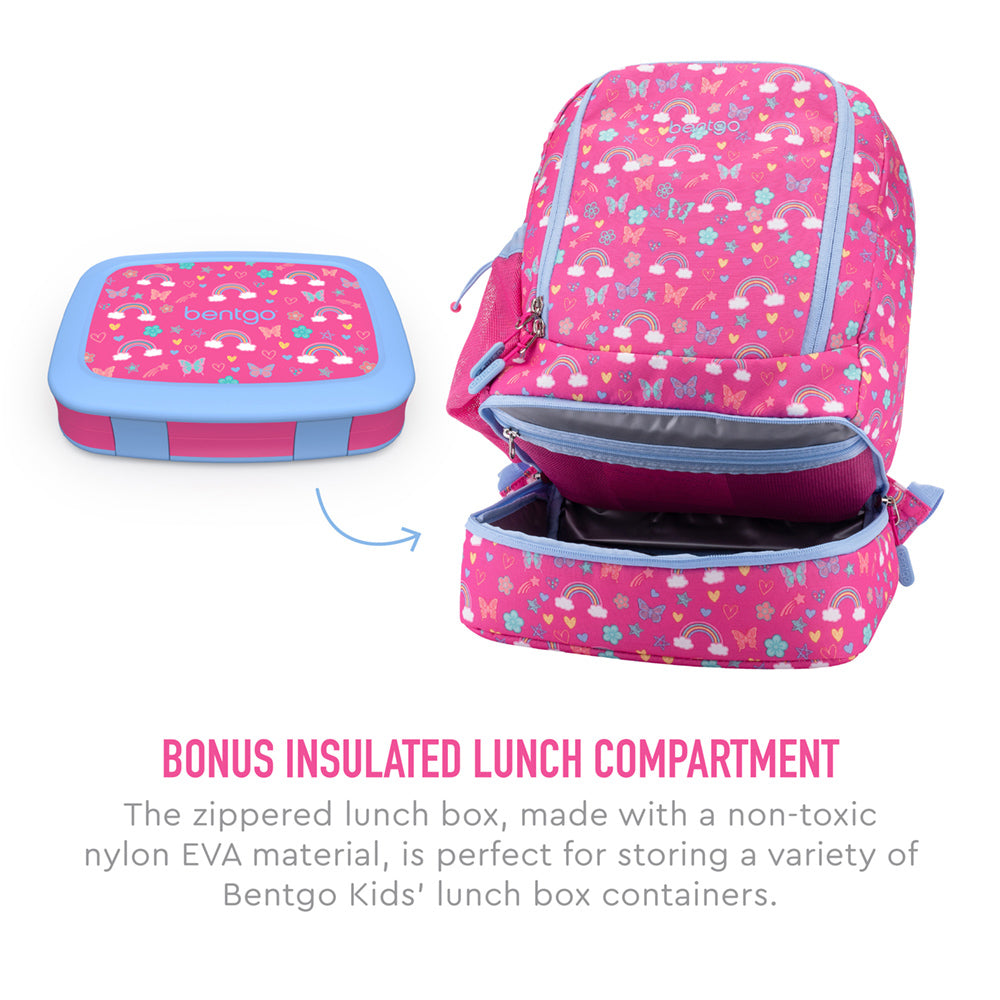 Bentgo Kids Prints Lunch Box & Backpack - Rainbows and Butterflies