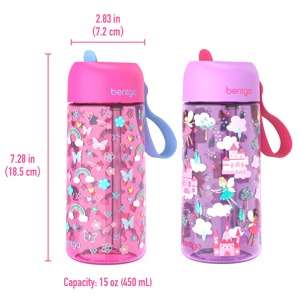 Bentgo Kids Prints Lunch Boxes & Water Bottles - Rainbows Butterflies/Fairies