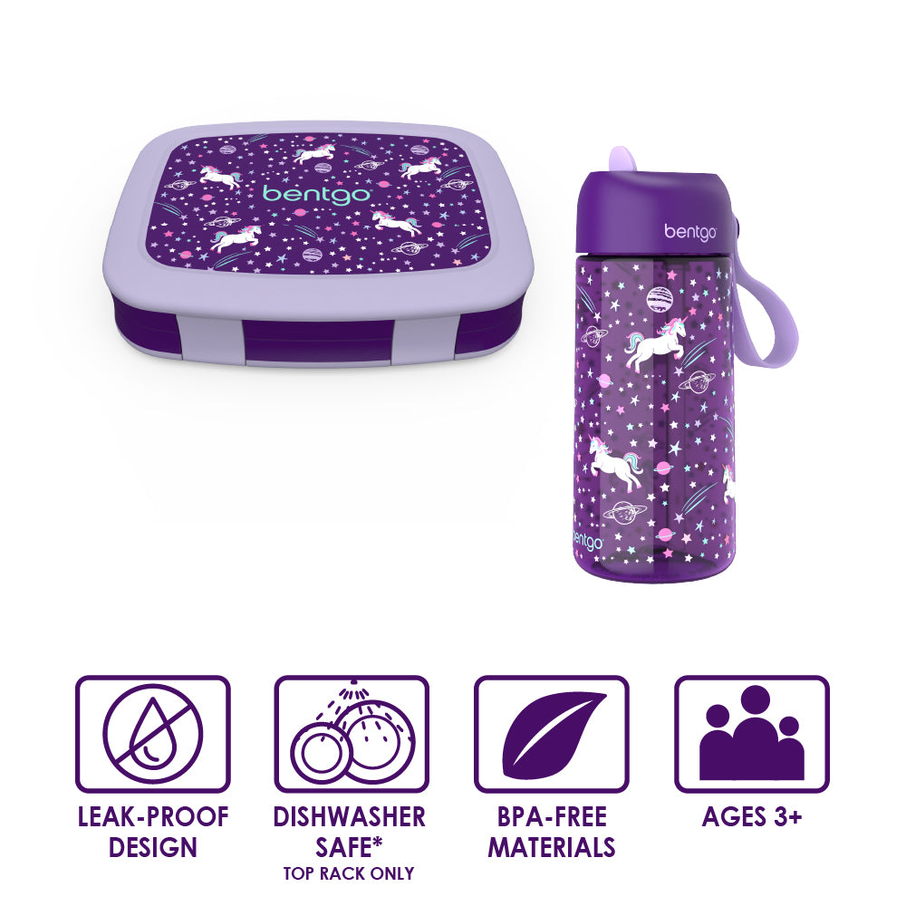 Bentgo Kids Prints Lunch Box & Water Bottle - Unicorn